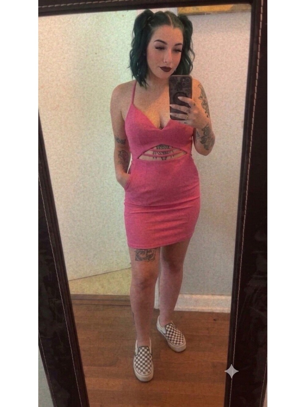 Morning Mist Hot Pink Bodycon Mini Dress Cutout Strappy Back Size 6